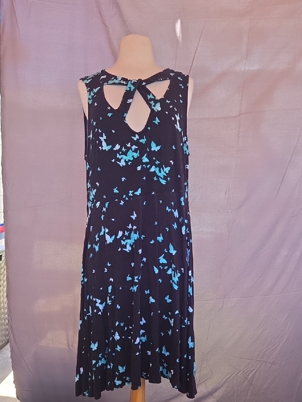 torrid Black Midi Dress with Blue Butterfly Print